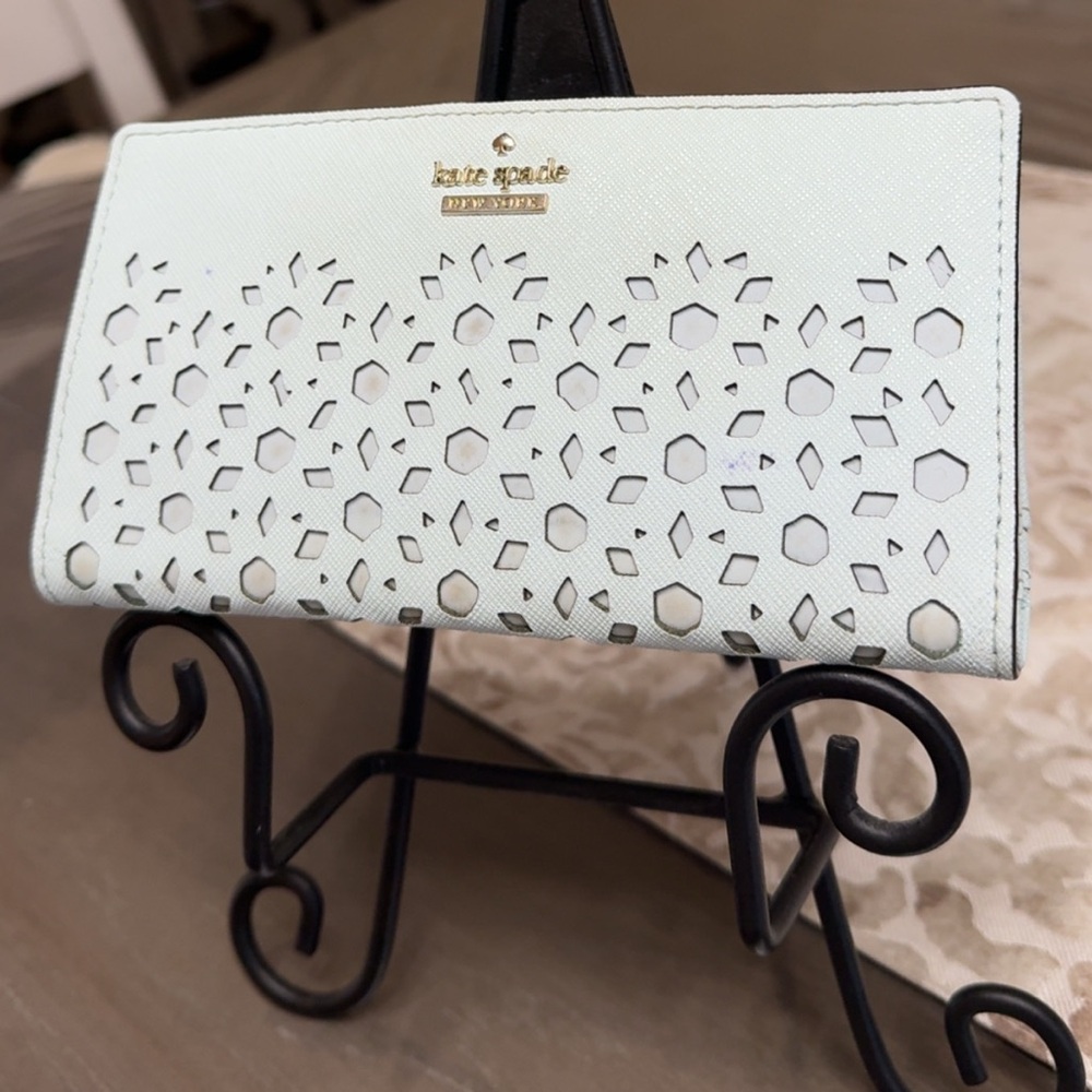 Kate Spade Wallet Leather Bifold Light Blue AUTHENTIC